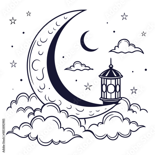 Moonlit night with lantern