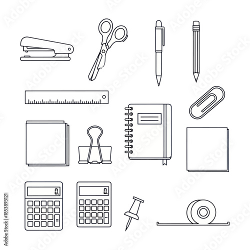 Stationery Items A Collection of Essential Office Supplies.