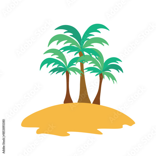 Cartoon Tropical Island with Palm Trees – Minimalist Travel Icon