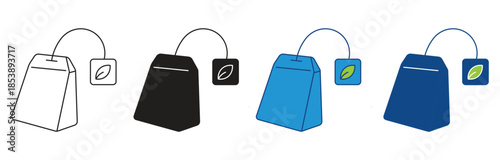 Tea bag icon Set Multiple Style Collection. Vector illustration.