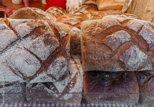 Homemade bread sold at a Christmas market