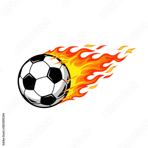 Fiery Soccer Ball A Dynamic Image of Speed and Power.