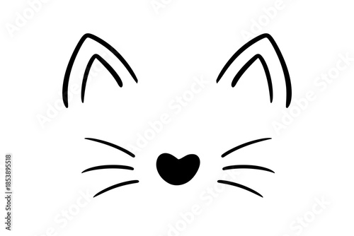 Hand Drawn Fun Cat Face Vector Illustration