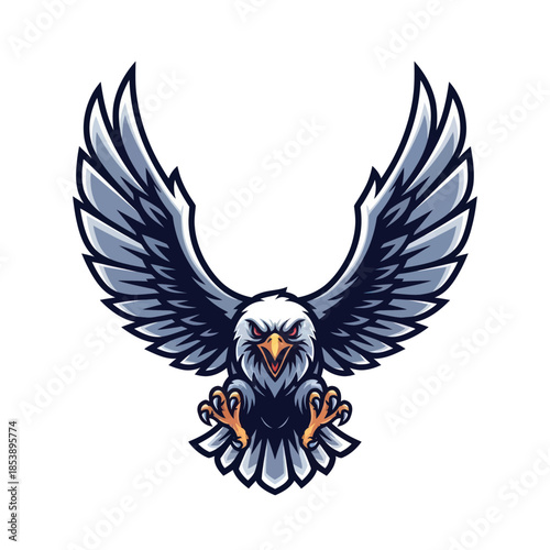 Majestic Eagle Mascot with Spread Wings and Fierce Gaze.