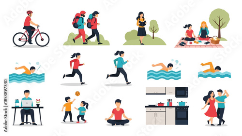 People enjoying various leisure activities in daily life