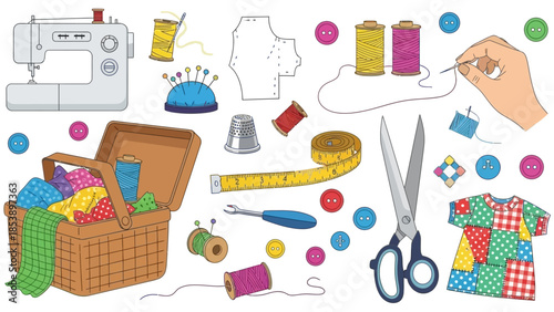 Vibrant sewing kit essentials for creative fashion projects