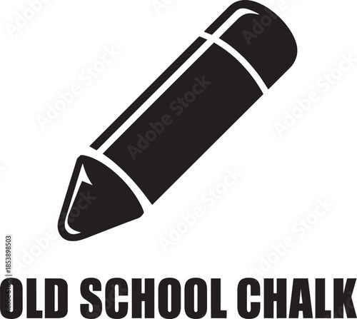 Old school chalk icon vintage drawing tool symbol representing education and creativity