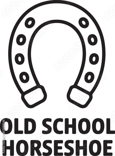 Old school horseshoe symbol vector line art isolated on transparent background luck mascot icon