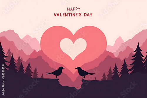 Happy valentine's day with loving birds
