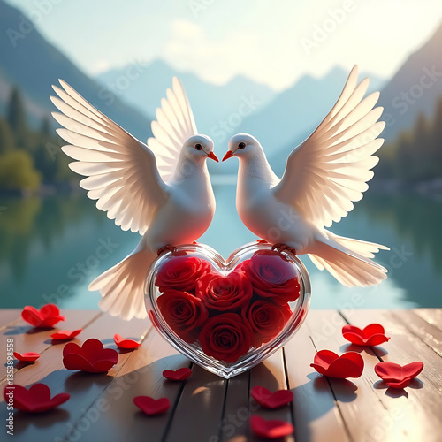 Two doves in love