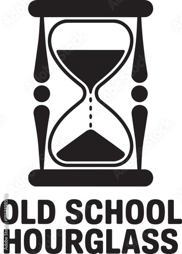 Old school hourglass filled icon. Vintage sand timer silhouette vector illustration for time