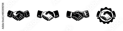 Handshake and business collaboration, flat vector illustration, teamwork icons