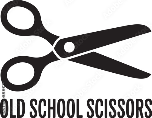 Old school scissors vector icon isolated on transparent background black stationary object art
