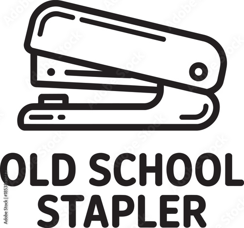 Old school stapler vector line icon isolated on transparent background office stationary supply