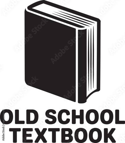 Old school textbook filled icon. Vintage knowledge book silhouette vector illustration for study