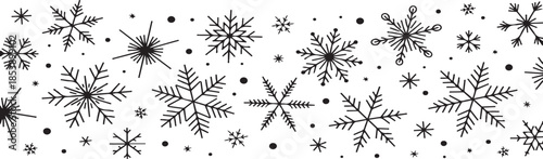 Snowflake Pattern Illustration – Black & White Winter Design Elements