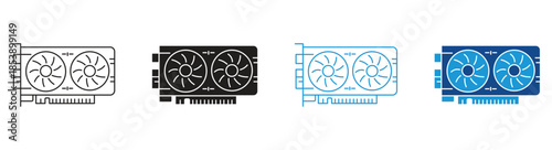 GPU icon Set Multiple Style Collection. Vector illustration.