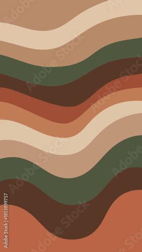 Abstract wavy lines in earthy tones create a layered pattern.