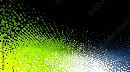 Abstract digital dots create wave pattern with gradient colors against black background