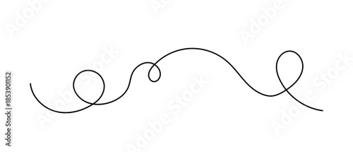 Curve isolated line, vector simple illustration, decorative linework in doodle style