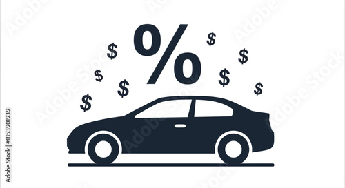 Car sale promotion with dollar signs percentage sign on transparent background silhouette