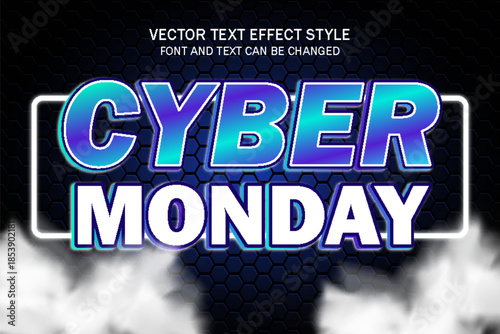 cyber monday label badge techno sale typography editable text effect font style template design