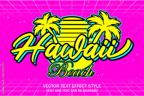 hawaii aloha tropical beach paradise style typography editable text effect font style template design