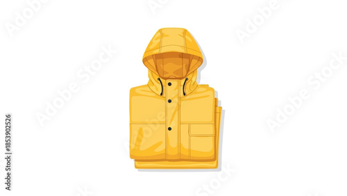Vibrant yellow hooded jacket with sleek design and black accents