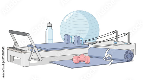 Modern home gym setup with exercise equipment and accessories