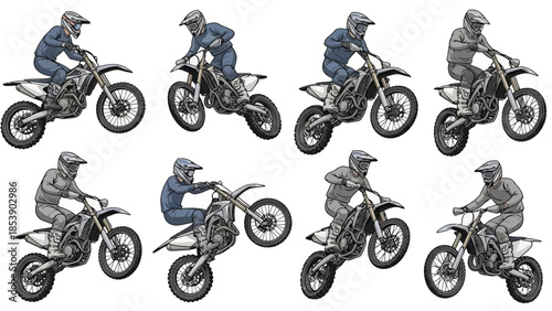 Professional motocross riders in action on dirt bikes