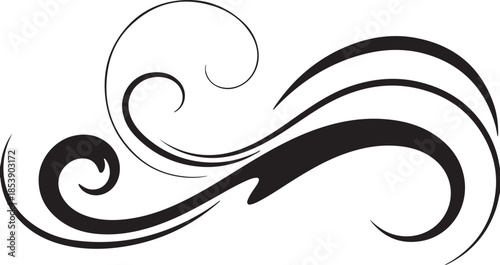 Abstract black and white floral vector illustration featuring an ornate nature pattern with swirls, curls, and leaf silhouettes for an elegant tattoo art design element