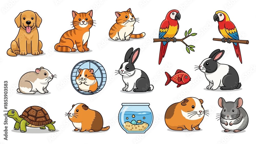 Fototapeta premium Cute cartoon animals for kids and pet lovers