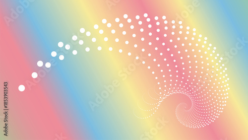 Abstract Swirl of White Dots on a Pastel Gradient Background