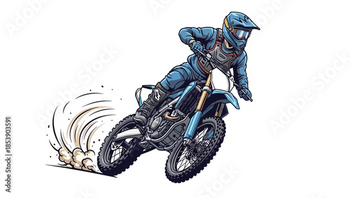 Professional motocross rider in action on dirt bike