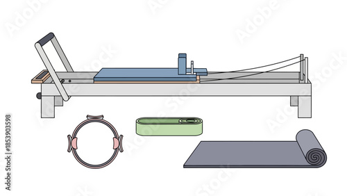 Pilates reformer with accessories for home workout routine