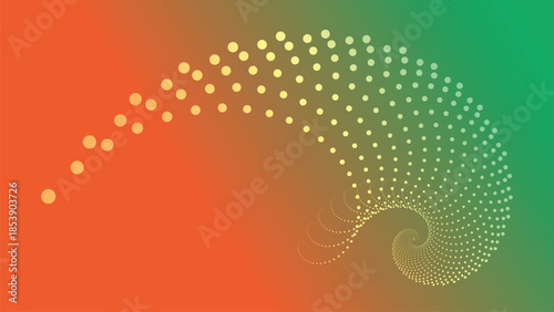 Abstract Swirling Dots Gradient Background with Fibonacci Spiral Pattern