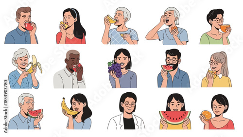 Diverse people enjoying fresh fruits and healthy snacks