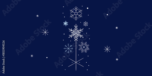 Elegant Winter Snowflake Collection on a Deep Blue Background