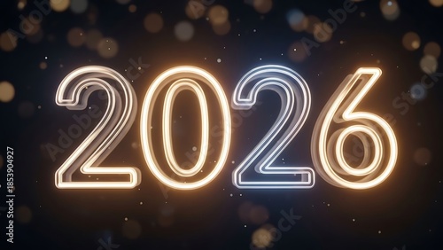 An illuminated neon sign design concept from 2026 features text illustrating a night of business success love and money for the new year happy new year 2026
new year 2026