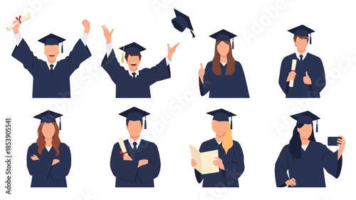 A group of graduates in caps and gowns celebrating their achievement