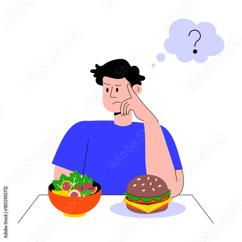A flat style illustration showing a person having confusion