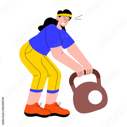 Flat style illustration showing a person doing weightlifting