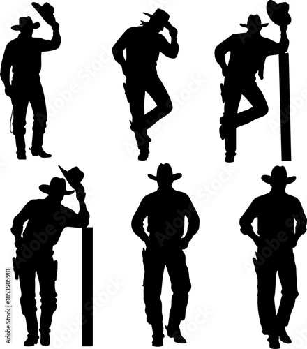 Cowboy Silhouette Leaning on Fence