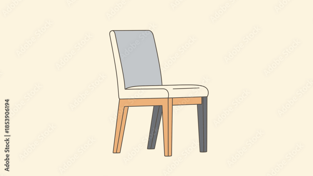 Fototapeta premium A modern chair with a grey back and cream seat.