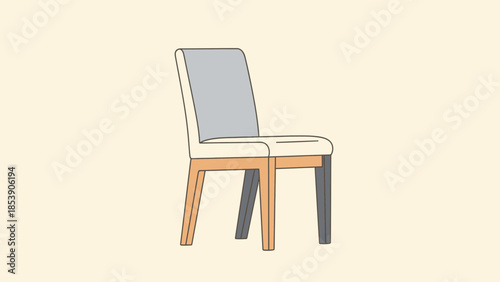 A modern chair with a grey back and cream seat.