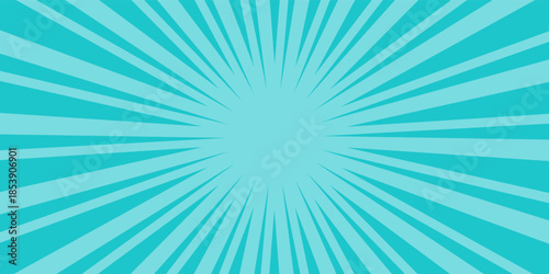 Comic book speed lines, blue sunburst. A pop art style exploding rays of light background.