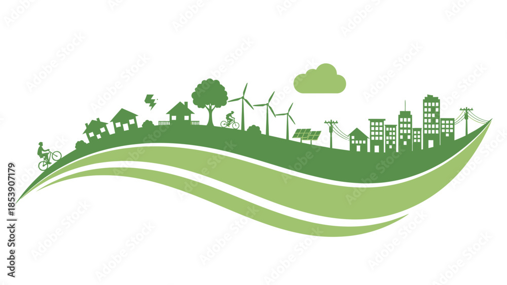 Obraz premium Sustainable Green Energy and Eco-Friendly Living Concept on White Background
