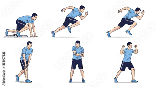A fit man performing various exercises and stretches in a routine