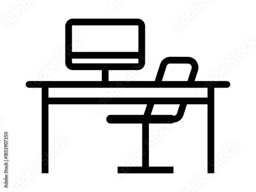 Monitor on the table line icon vector illustration design