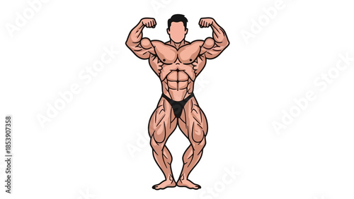 A muscular man posing in a classic bodybuilding stance with flexed arms